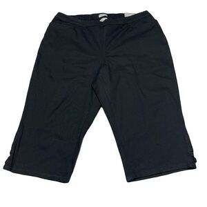 CATHERINES Essential Flat Front Pants Size 2X Capri Pull On Black  NWT